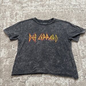 Def Leppard Acid Wash Crop Top